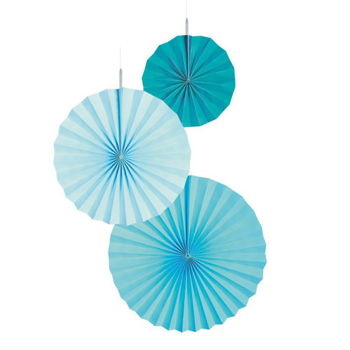 Picture of FAN DECORATIONS TURQUOISE - 3PK